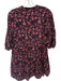 Victoria Dunn Size M Black & Purple Cotton Long Sleeve Button Down Mini Dress Black & Purple / M