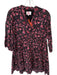 Victoria Dunn Size M Black & Purple Cotton Long Sleeve Button Down Mini Dress Black & Purple / M