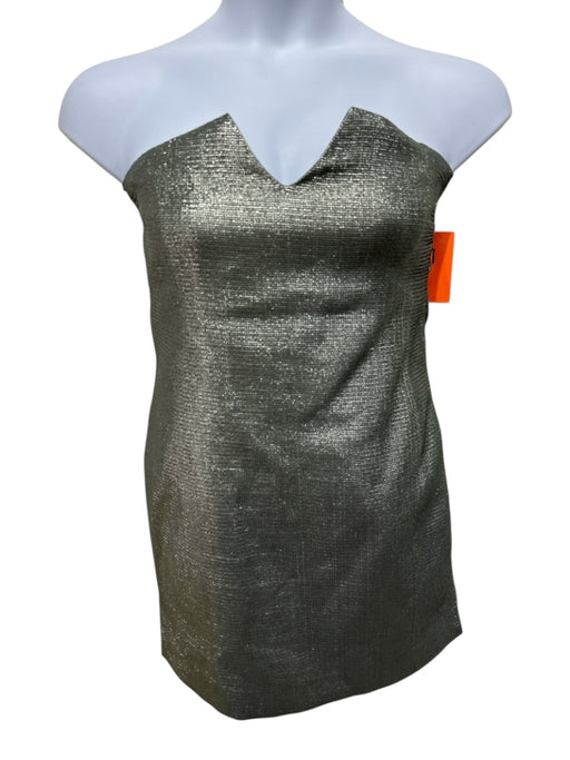 IRO Size 40 Platinum Polyamide Blend Metallic Strapless Notch Neck Dress Platinum / 40