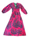 Rhode Size S Magenta & Green Cotton Long Sleeve Tulle Floral Maxi Dress Magenta & Green / S