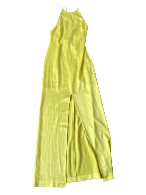 Alice & Olivia Size Est S Yellow Triacetate High Neck Open Back Slit Gown Yellow / Est S