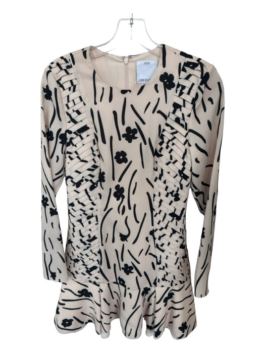 C/Meo Collective Size S Cream & Black Polyester Long Sleeve Flowers Dress Cream & Black / S