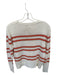 Kinross Size XS Cream, Gray & Coral 100% Linen Striped Sweater Cream, Gray & Coral / XS