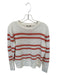 Kinross Size XS Cream, Gray & Coral 100% Linen Striped Sweater Cream, Gray & Coral / XS