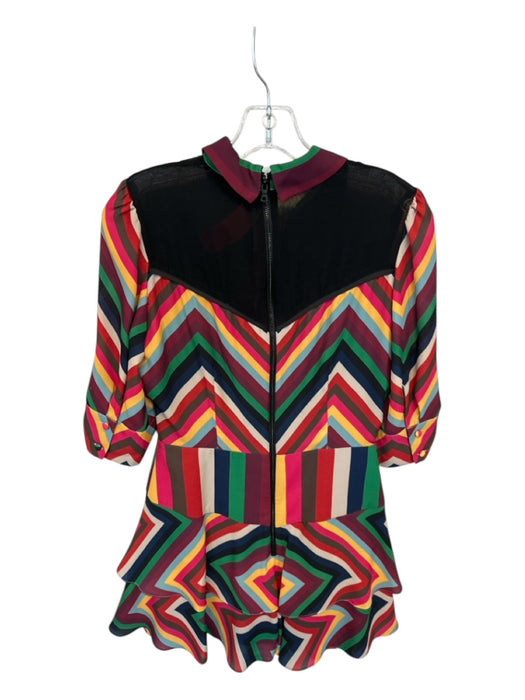 Alice & Olivia Size 4 Multi Polyester Striped Ruffle 3/4 Sleeve Dress Multi / 4