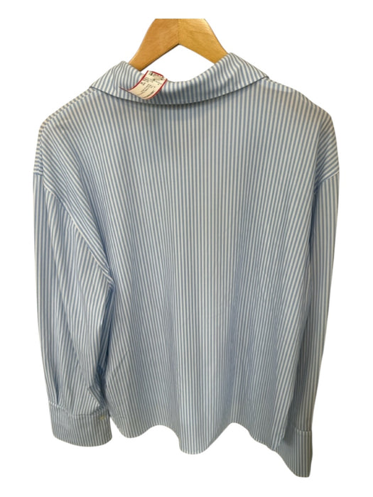 ONA Size M Blue & White Polyamide Striped Lounge Button up Top Blue & White / M