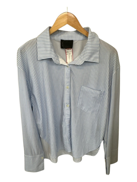 ONA Size M Blue & White Polyamide Striped Lounge Button up Top Blue & White / M