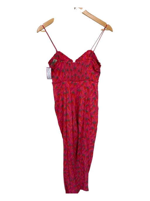 Farm Rio Size XS Pink & Green Linen Blend Spaghetti Strap Peppers Jumper Pink & Green / XS