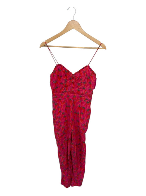 Farm Rio Size XS Pink & Green Linen Blend Spaghetti Strap Peppers Jumper Pink & Green / XS