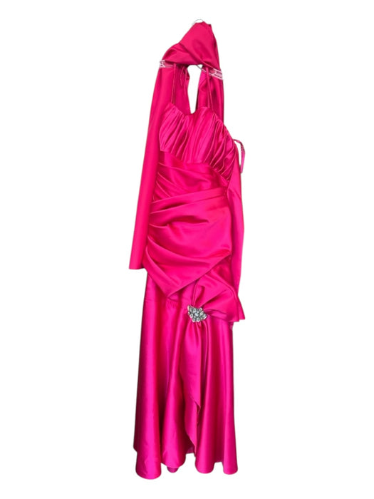Skinz Size Est L Magenta Strapless Gathered Rhinestone Bow Shawl Incl. Gown Magenta / Est L