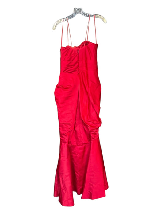 Rose Taft Size Est L Red Strapless Rhinestone Pleated Bow Gown Red / Est L