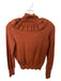 Ulla Johnson Size P Rust Wool Blend Mock Neck Ruffles Long Sleeve Sweater Rust / P
