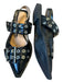 Ganni Shoe Size 36 Black & Silver Patent Leather Buckles Pointed Toe Flats Black & Silver / 36