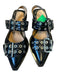 Ganni Shoe Size 36 Black & Silver Patent Leather Buckles Pointed Toe Flats Black & Silver / 36