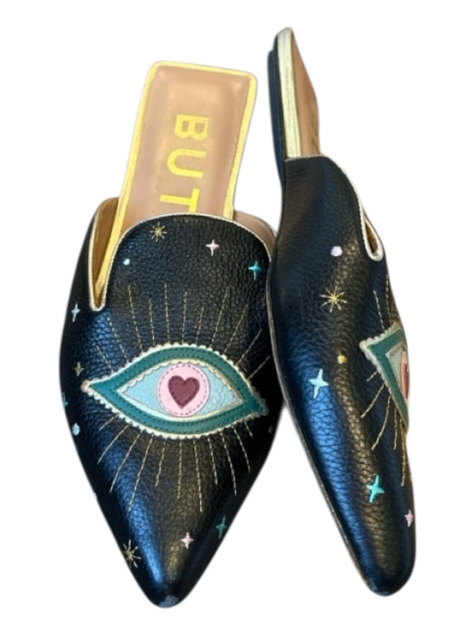 Wolf & Willa Shoe Size 36 Bone & Black Corduroy Evil Eye Mules Bone & Black / 36