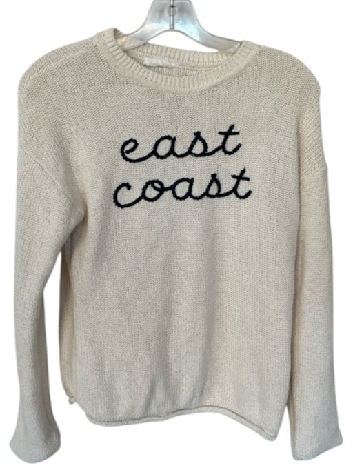 Johnnie-O Size S Cream & Navy Cotton Knit Embroidered Long Sleeve Sweater Cream & Navy / S