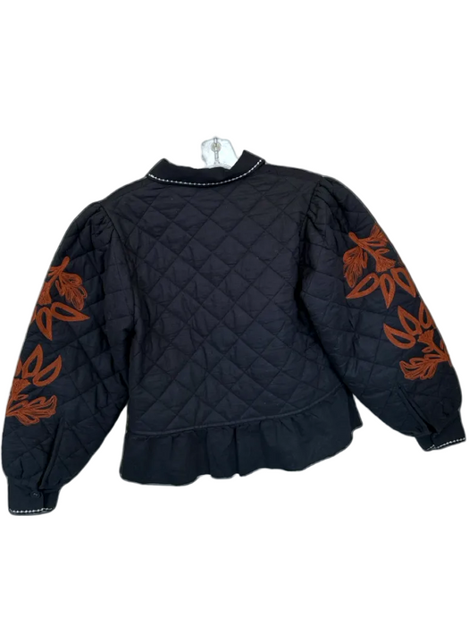 Veroalfie Size 1/S Black & Rust Cotton Stitching Quilted Jacket Black & Rust / 1/S