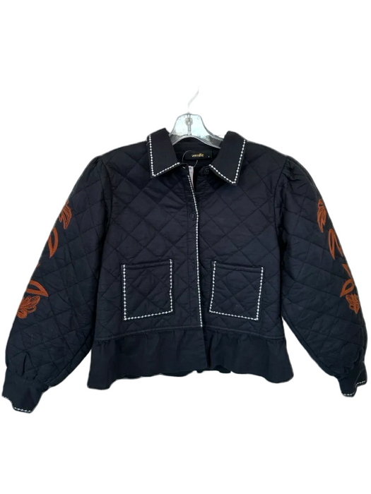 Veroalfie Size 1/S Black & Rust Cotton Stitching Quilted Jacket Black & Rust / 1/S