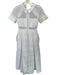 Self-Portrait Size 4 White Cotton Lace Overlay Short Sleeve Collar Maxi Dress White / 4