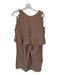 Anrabess Size S Brown Linen Blend Sleeveless Elastic Waist Wide Leg Pant Set Brown / S