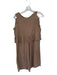 Anrabess Size S Brown Linen Blend Sleeveless Elastic Waist Wide Leg Pant Set Brown / S