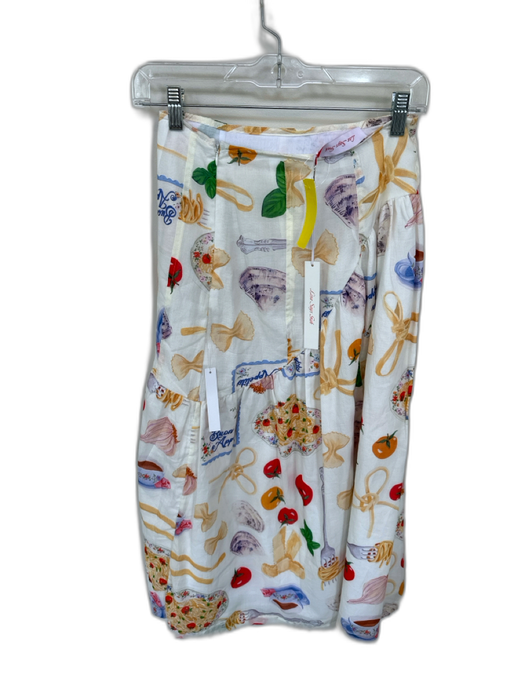 Lisa Says Gah Size XS Orange & Green Cotton Side Zip Pasta Maxi Skirt Orange & Green / XS