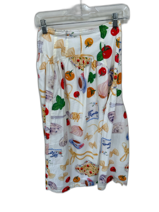 Lisa Says Gah Size XS Orange & Green Cotton Side Zip Pasta Maxi Skirt Orange & Green / XS