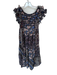 Ulla Johnson Size 2 Brown & Blue Cotton & Silk Flutter Sleeves Abstract Dress Brown & Blue / 2