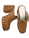 Oasis Society Shoe Size 6.5 Brown Vegan Leather Block Heel Gold Hardware Clogs Brown / 6.5