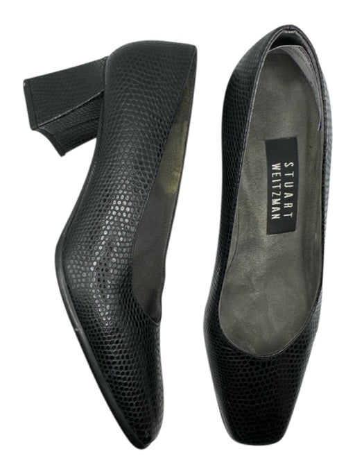 Stuart Weitzman Shoe Size 6 Black Reptile Embossed Heel Square Toe Heels Black / 6