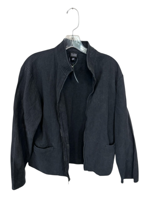 Eileen Fisher Size M Charcoal Cotton Long Sleeve Full ZIp Jacket Charcoal / M