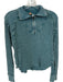 FP One Size Est M Teal Blue Cotton Long Sleeve Half Zip Waffle Top Teal Blue / Est M