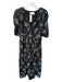 XiRENA Size S Black & White Cotton Blend 3/4 Sleeve Flowers V Neck Maxi Dress Black & White / S