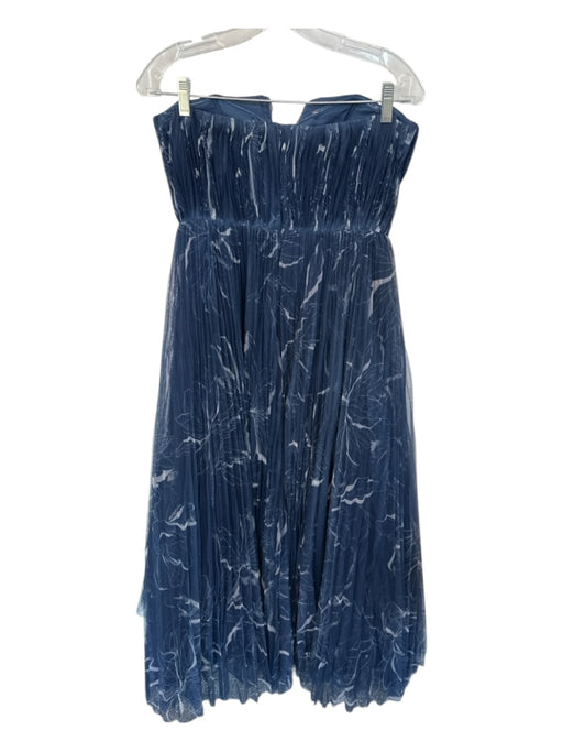 Hutch Size 6 Navy & white Tulle Strapless Acordian Pleated Back Zip Gown Navy & white / 6