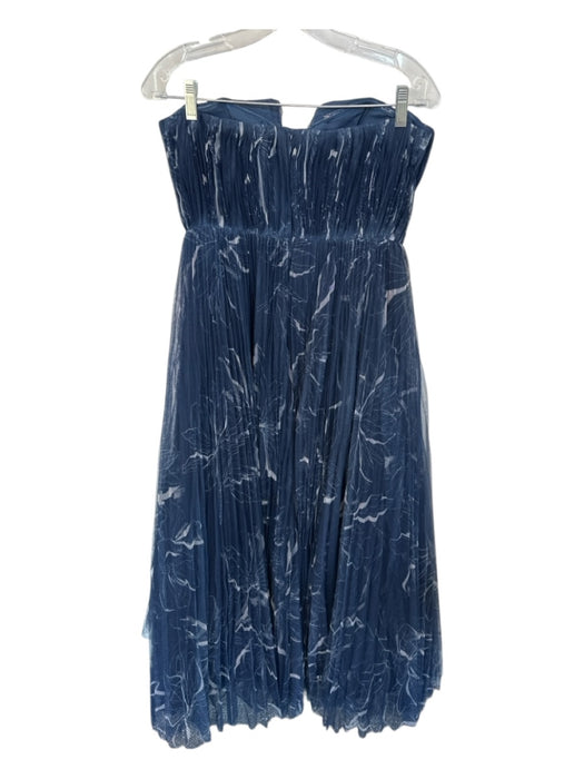 Hutch Size 6 Navy & white Tulle Strapless Acordian Pleated Back Zip Gown Navy & white / 6