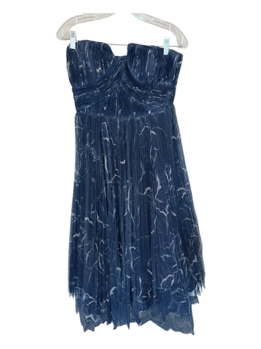 Hutch Size 6 Navy & white Tulle Strapless Acordian Pleated Back Zip Gown Navy & white / 6