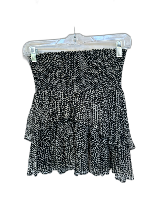 Ramy Brook Size XS Tan & black Silk Smocked dots Mini Skirt Tan & black / XS