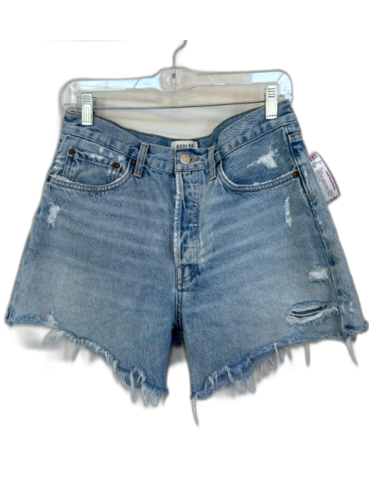 Agolde Size 28 Light Wash Organic Cotton High Waist Button Fly distressed Shorts Light Wash / 28