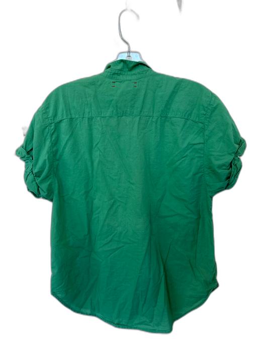 XiRENA Size S Green Cotton Short Sleeve Collar Button Down Top Green / S