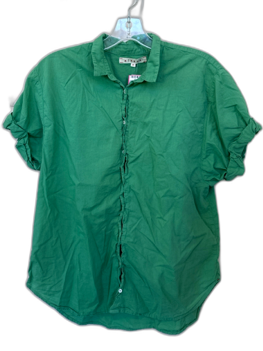 XiRENA Size S Green Cotton Short Sleeve Collar Button Down Top Green / S