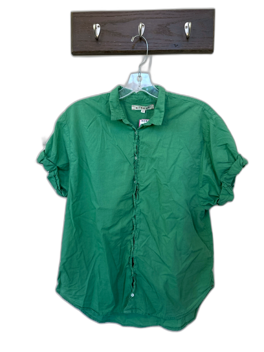 XiRENA Size S Green Cotton Short Sleeve Collar Button Down Top Green / S