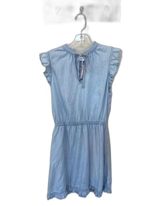 Bella Dahl Size M Light Wash Tencel Flutter Sleeves Elastic Waist Chambray Dress Light Wash / M