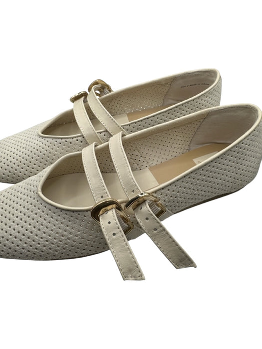 Dolce Vita Shoe Size 8 Cream Suede Perforated Double Buckle Gold Hardware Flats Cream / 8