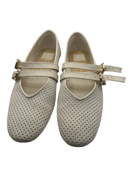 Dolce Vita Shoe Size 8 Cream Suede Perforated Double Buckle Gold Hardware Flats Cream / 8