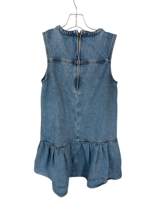 Tanya Taylor Size 6 Light Wash Cotton Sleeveless Drop Waist Back Zip Denim Dress Light Wash / 6