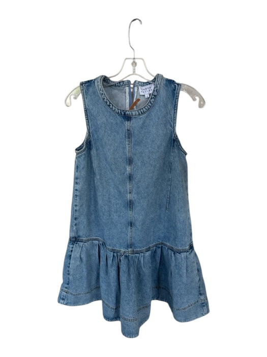 Tanya Taylor Size 6 Light Wash Cotton Sleeveless Drop Waist Back Zip Denim Dress Light Wash / 6