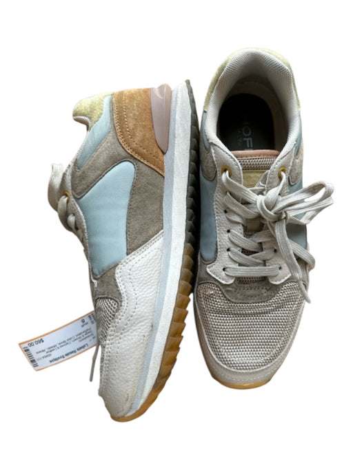 Hoff Shoe Size 8 Sage & Brown Canvas & Leather Perforated Color Block Sneakers Sage & Brown / 8