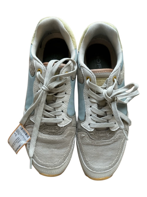 Hoff Shoe Size 8 Sage & Brown Canvas & Leather Perforated Color Block Sneakers Sage & Brown / 8