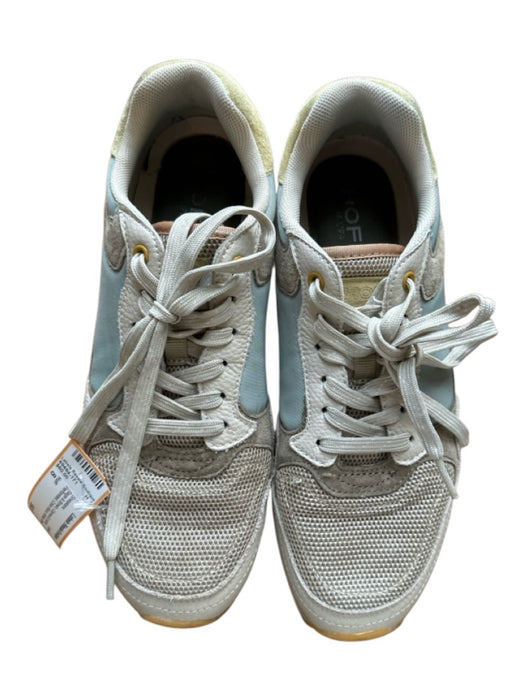 Hoff Shoe Size 8 Sage & Brown Canvas & Leather Perforated Color Block Sneakers Sage & Brown / 8
