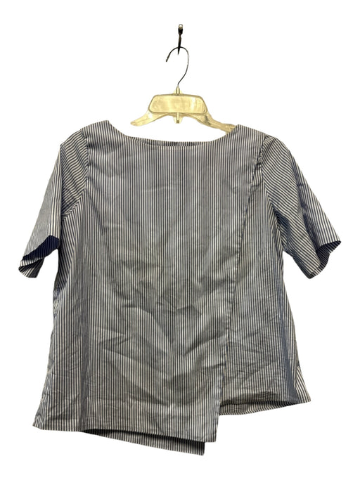 Ann Mashburn Size S Blue & White Cotton Blend Stripe Drape short sleeve Top Blue & White / S